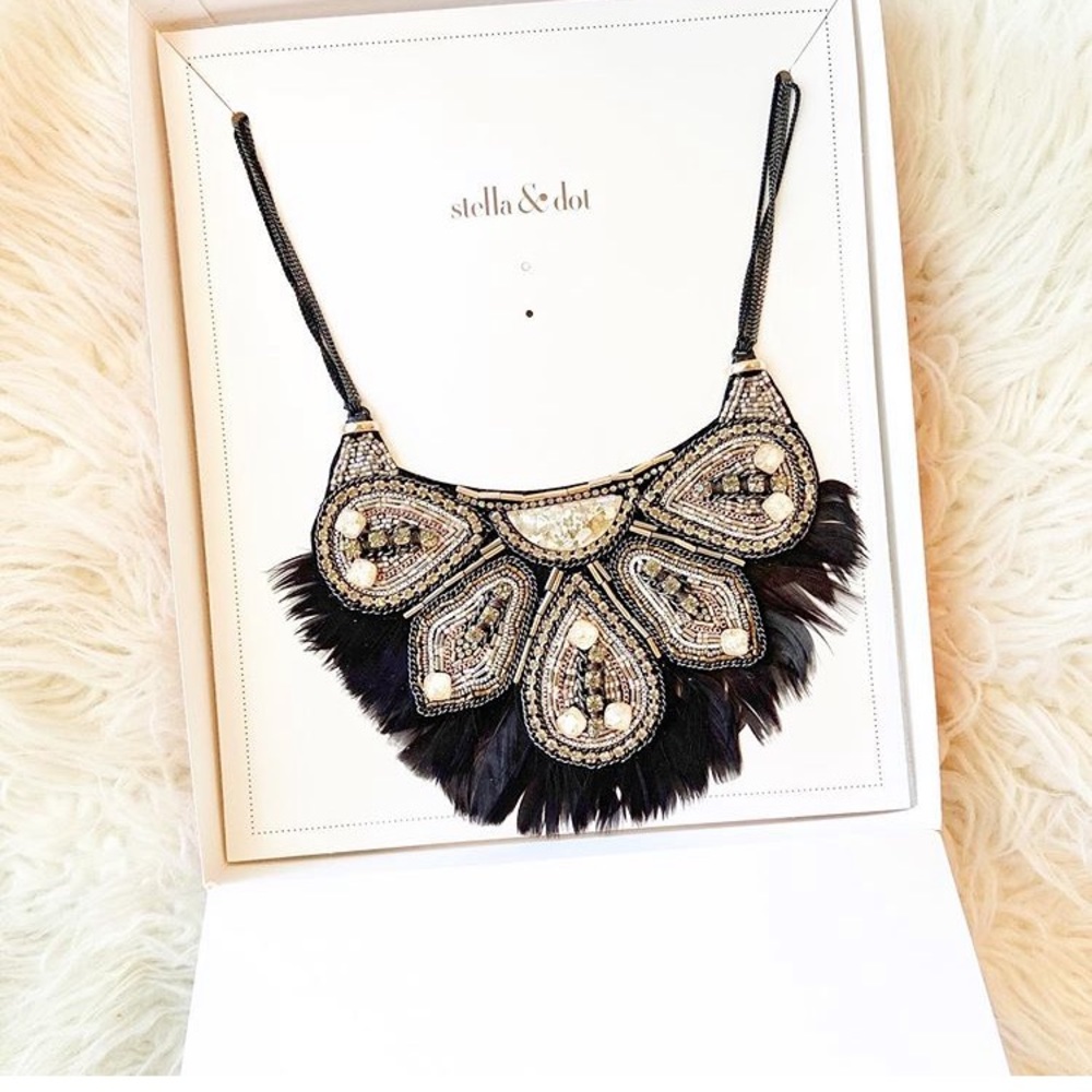 Black Feather Statement Necklace
